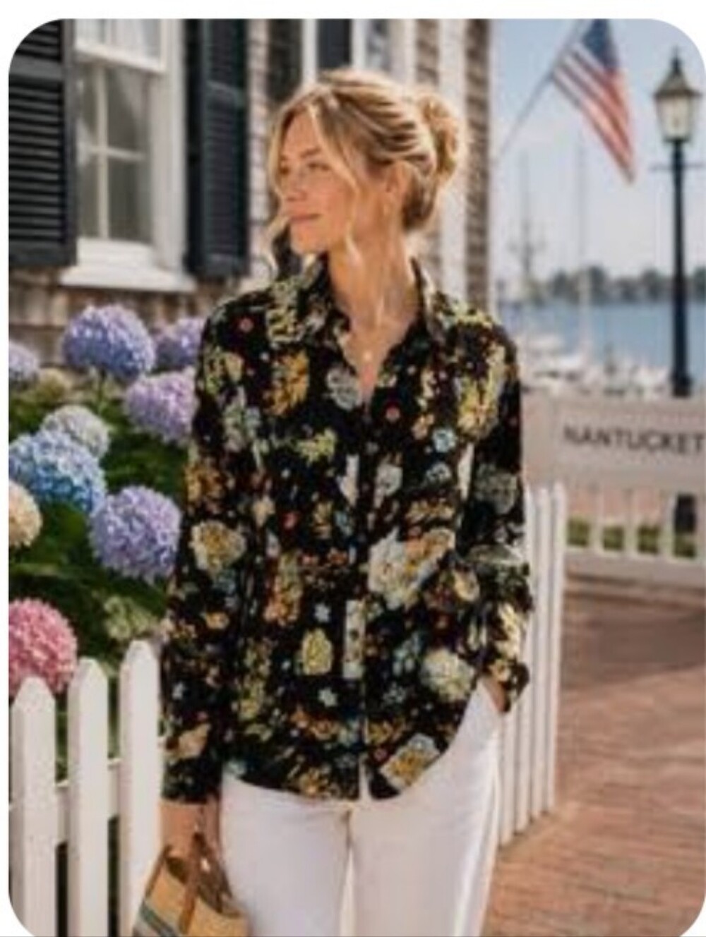 Anthropologie Maeve Woodland Critter Button Down Blouse Top Black Size 10 Floral